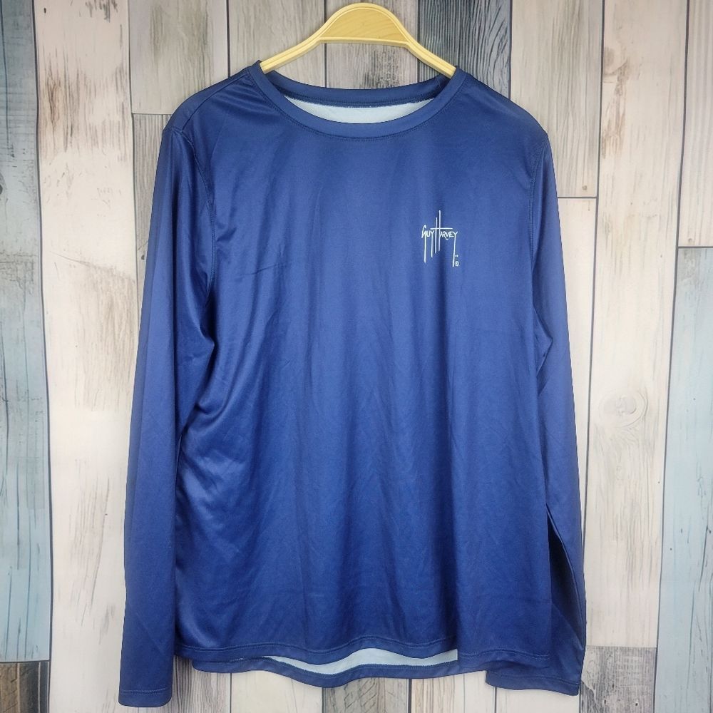 Guy Harvey Navy Performance Sun Protection Long Sleeve Tshirt Size XL